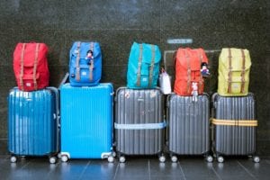 Image: Suitcases and backpacks sitting in a row against a wall. Prevent Bed Bugs From Ruining Vacation - Bug Busters USA, Inc.